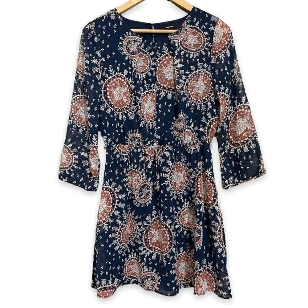 Forever 21 Blue 3/4 Sleeves Dress